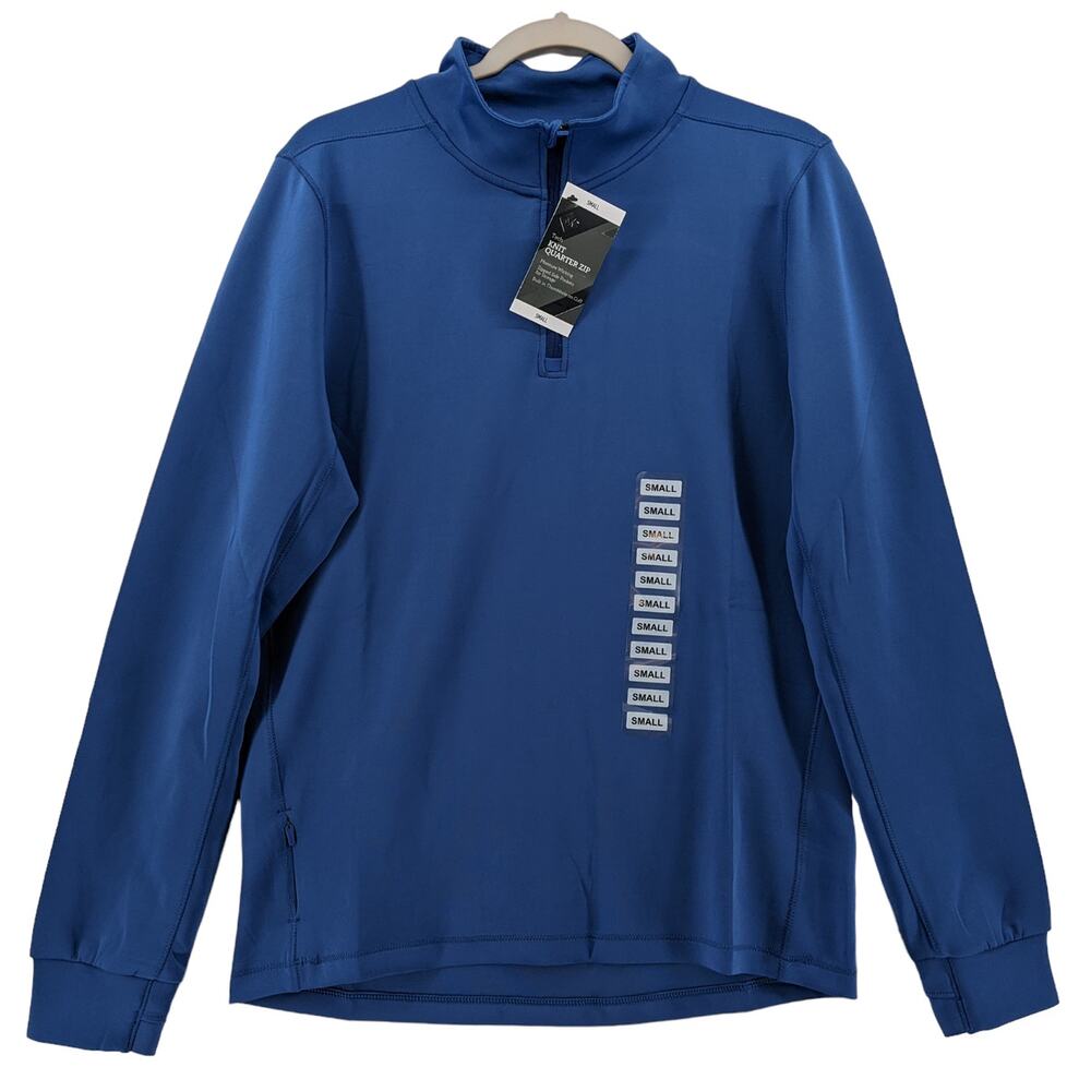 Members Mark Tech Knit 1/4 Zip Pullover Mens Small Blue Sweatshirt Sweater Soft‎